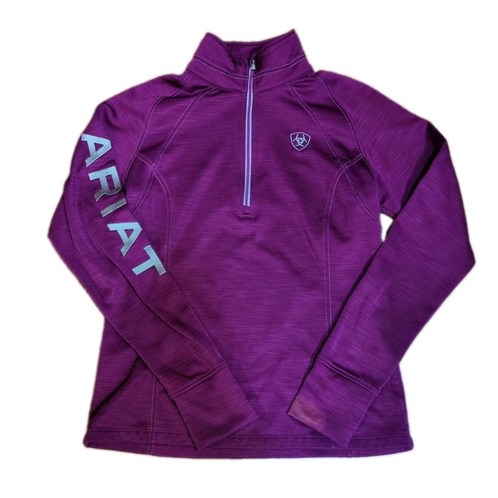 Ariat Tek Cold Series 1/4 Zip Pullover Womens M Purple Long Sleeve Thumbholes